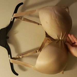 Cacique bra underwire, push up plunge, 46DDD nude,tan,beige